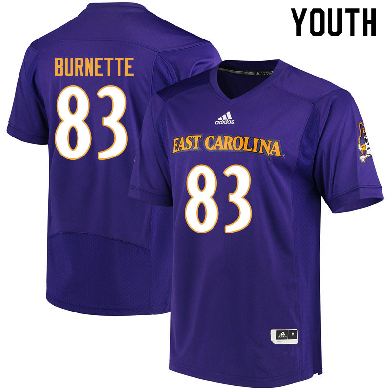 Youth #83 Cam Burnette ECU Pirates College Football Jerseys Sale-Purple